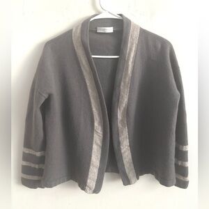 Cashmere Cardigan Sweater M/L Gray Parisian Old money Capsule Luxury Open Front